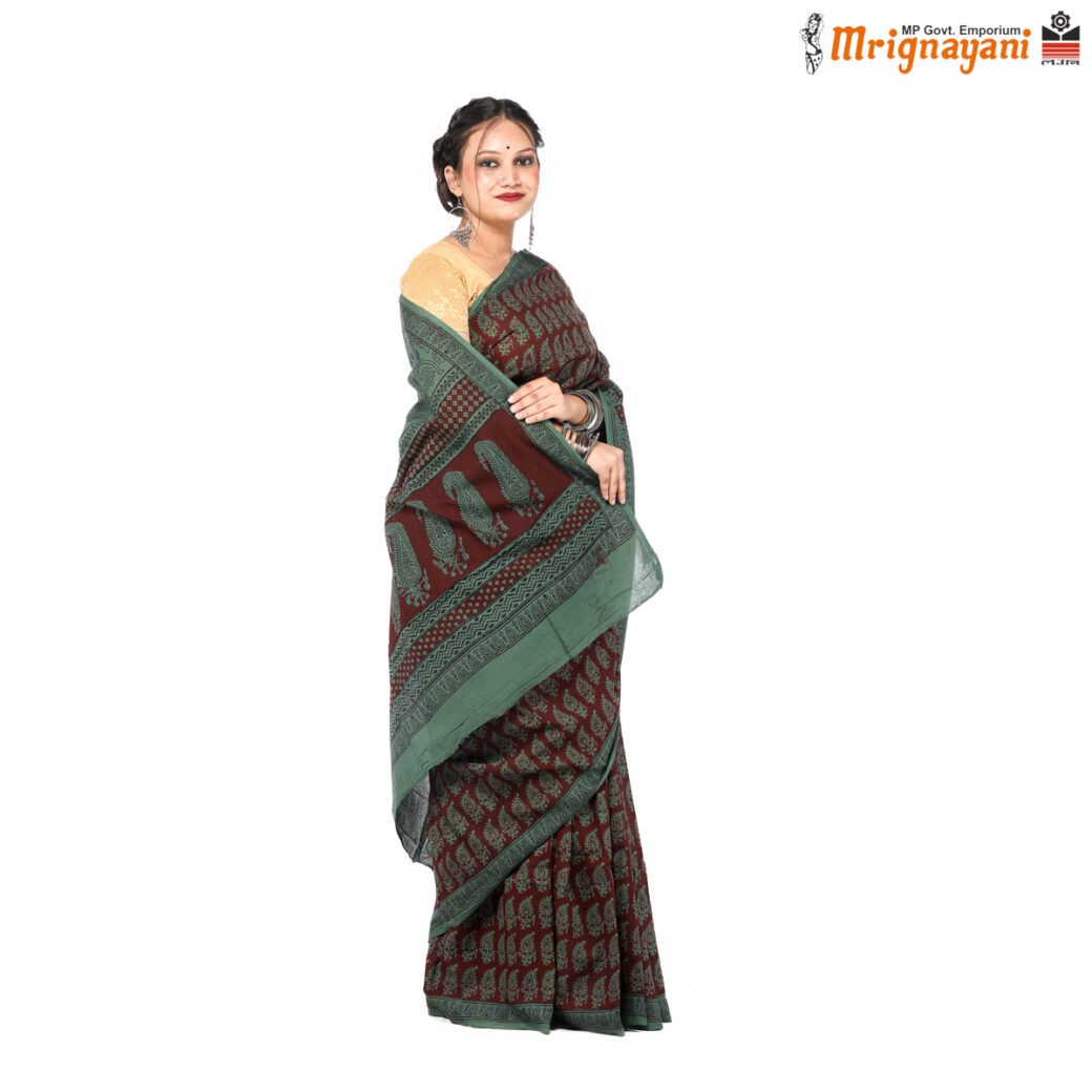 HANDLOOM COTTON SAREE WITH BLOUSE (SKU - 3I0102260522, SAREE-1120)