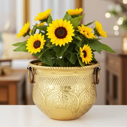 Brass Planter Pot – Classic Gamla for Home Decoration, Height : 14 Inch (FMAS615 B)