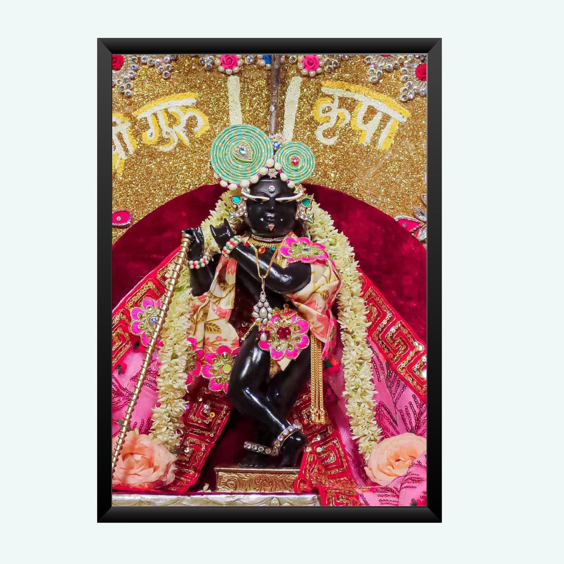 NOKKES Radha Raman ji Vrindavan Radha Raman Thakur Ji Photo Frames Religious Photo frame 5X7 Inch Photo Frame_QWW79