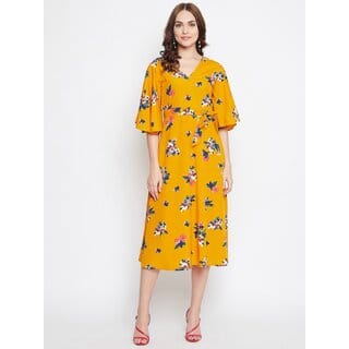 Purys Women Yellow Fit & Flare Dress