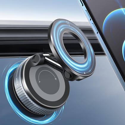 GALUNDGE 2025 Upgraded Vacuum Magnetic Smartphones Holder Stand, for Magsafe Suction Cup Car Phone Mount, 360° Adjustable, Foldable for All Car & All Cellphones & Gym/Mirror/Kitchen/Smooth Surface GALUNDGE 2025 Upgraded Vacuum Magnetic Smartphones Holder