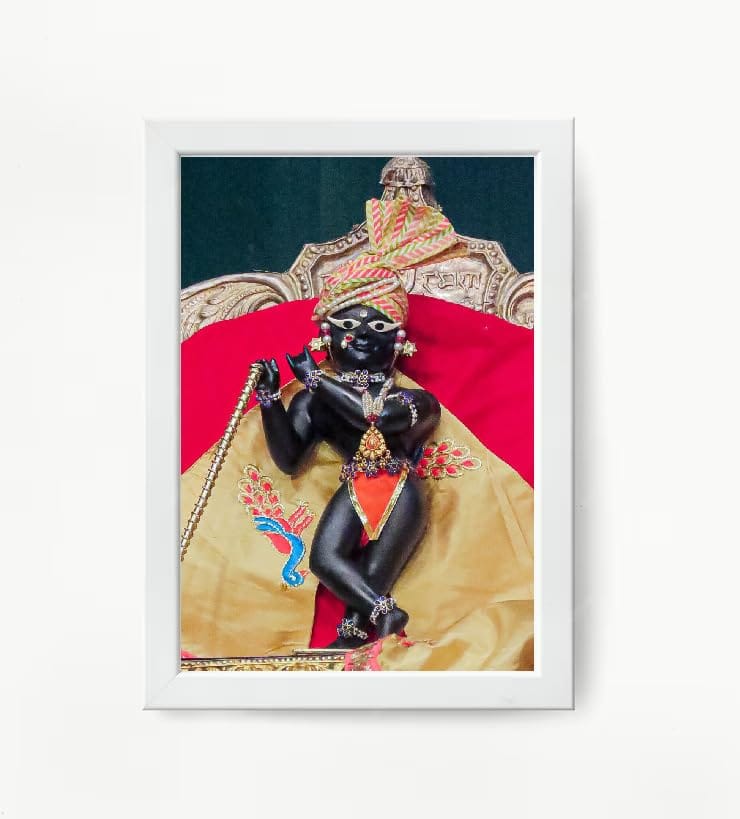NOKKES Radha Raman Ji Vrindavan Radha Raman Thakur Ji White Photo Frames Religious Photo frame 5X7 Inch Photo Frame_QWW78