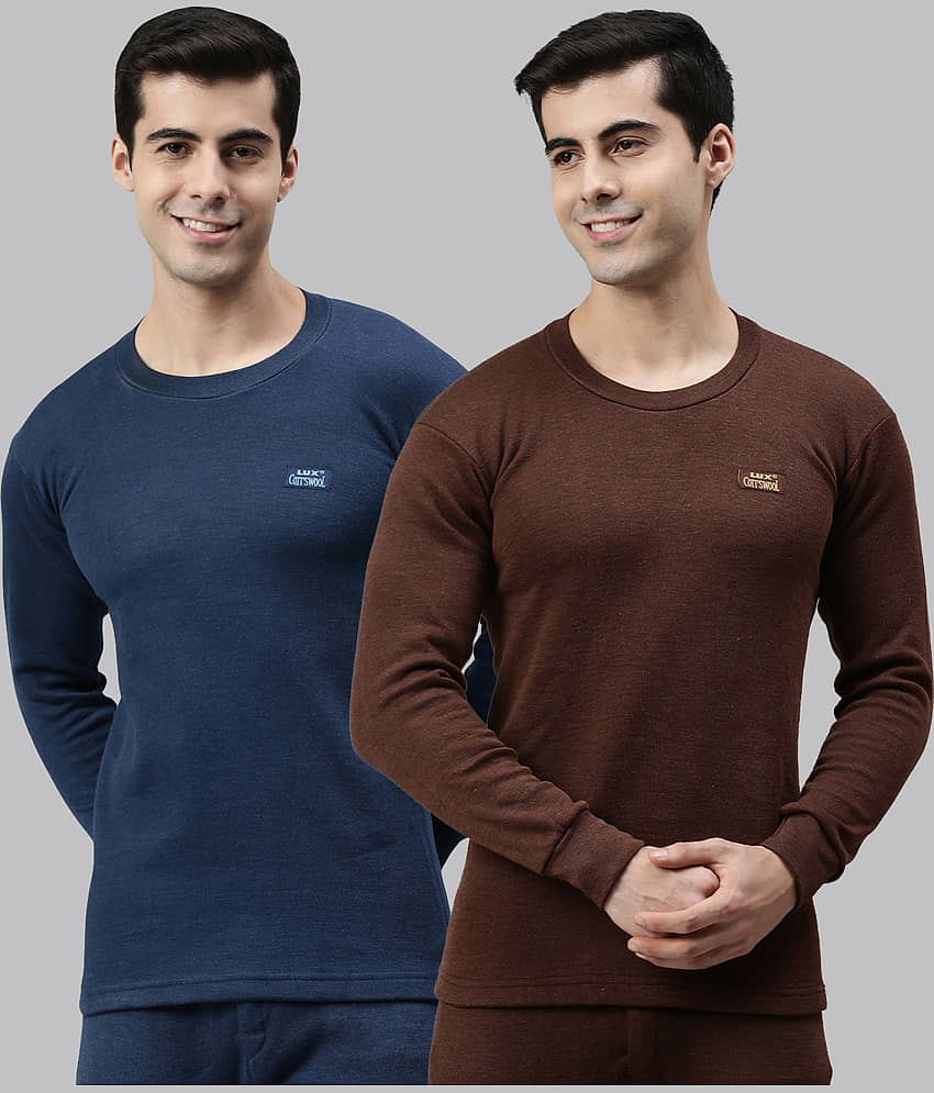 Lux Cottswool Pack of 2 Cotton Blend Thermal Tops For Men's ( Multicolor )