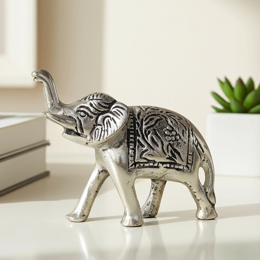 Aluminium Showpiece Elephant Small Statue (ASMAS143 A)