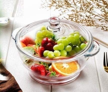 Square Glass Casserole With Lid,1200 ML,Glass Bowl for Cooking, Baking, Serving, Mixing and Storing, Microwave & Oven Safe - Ideal for Kitchen, Dining (Set1)