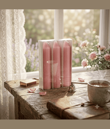Peepalcomm Pink Floral Pillar Candle 15 cm ( Pack of 3 )