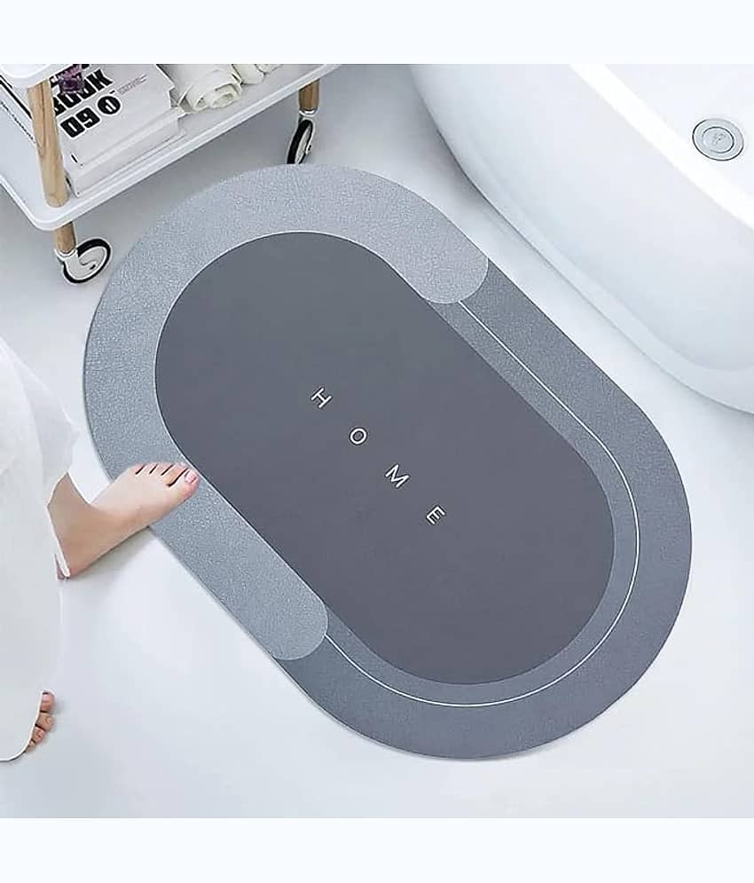 Shopeleven Gray Rubber Oval Floor Mat ( Pack of 1 )