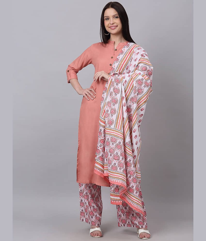 Doriya - Pink Straight Rayon Women's Stitched Salwar Suit ( Pack of 1 )