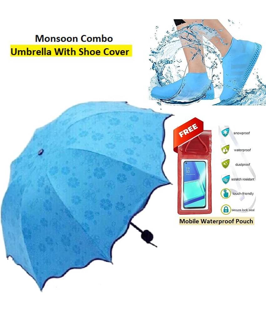 RAMDEV ENTERPRISE Blue 1 Fold Umbrella