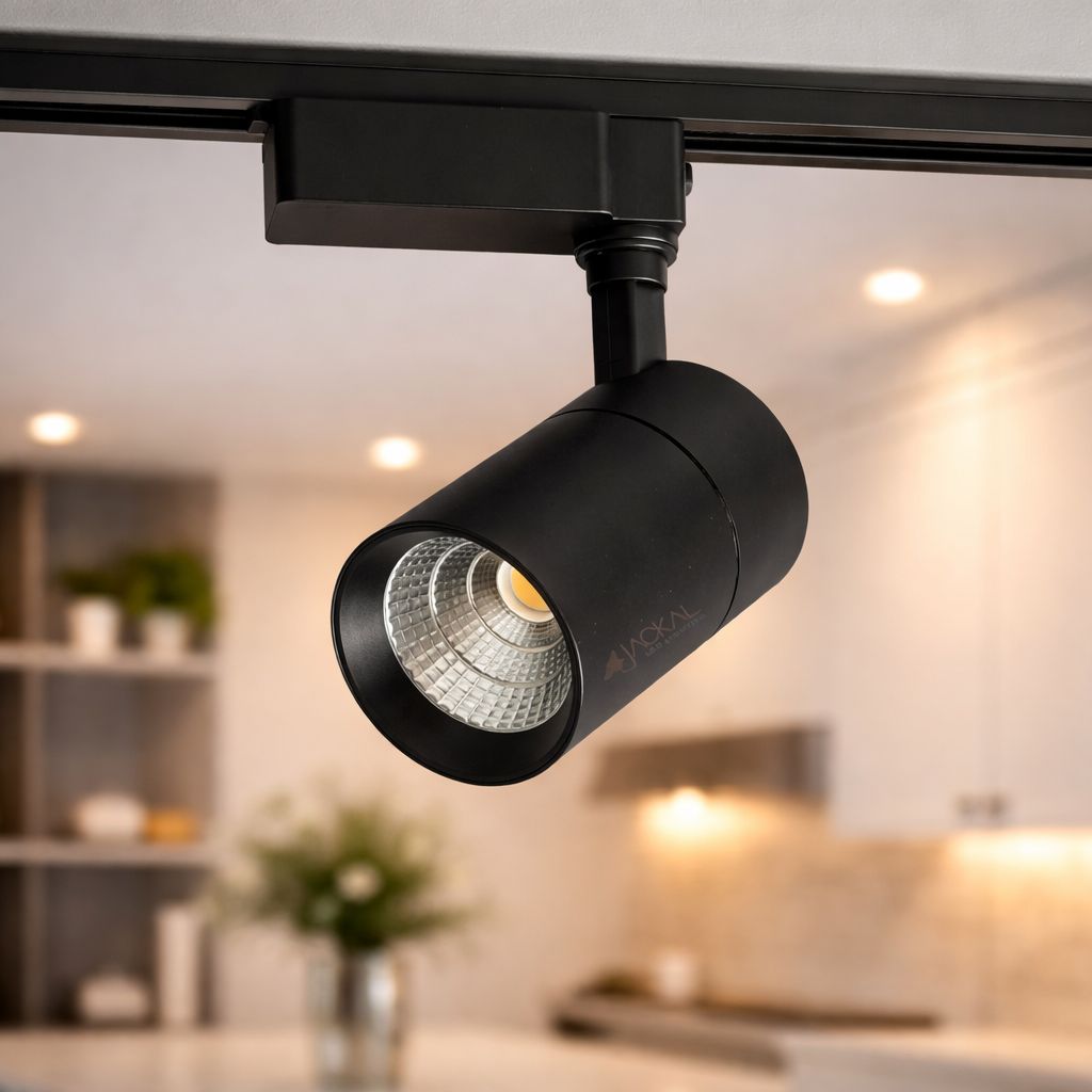 SPARKWORLD 10W LED Track Light (Black Body) | Adjustable COB Spotlight for Showroom, Home & Retail Lighting | Focus Light for Ceiling Track System | Colour: Natural White