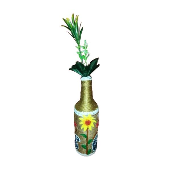 Gudiya Mahila Samuh Made of Multicolor Bottle Flower Vase with Jute Material for Home Decor