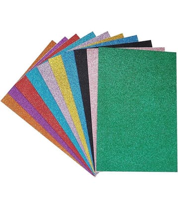 ECLET A4 Glitter Foam Sheet Sparkles (Self Adhesive) 2 mm Thick 10 Different Color, for Art & Craft