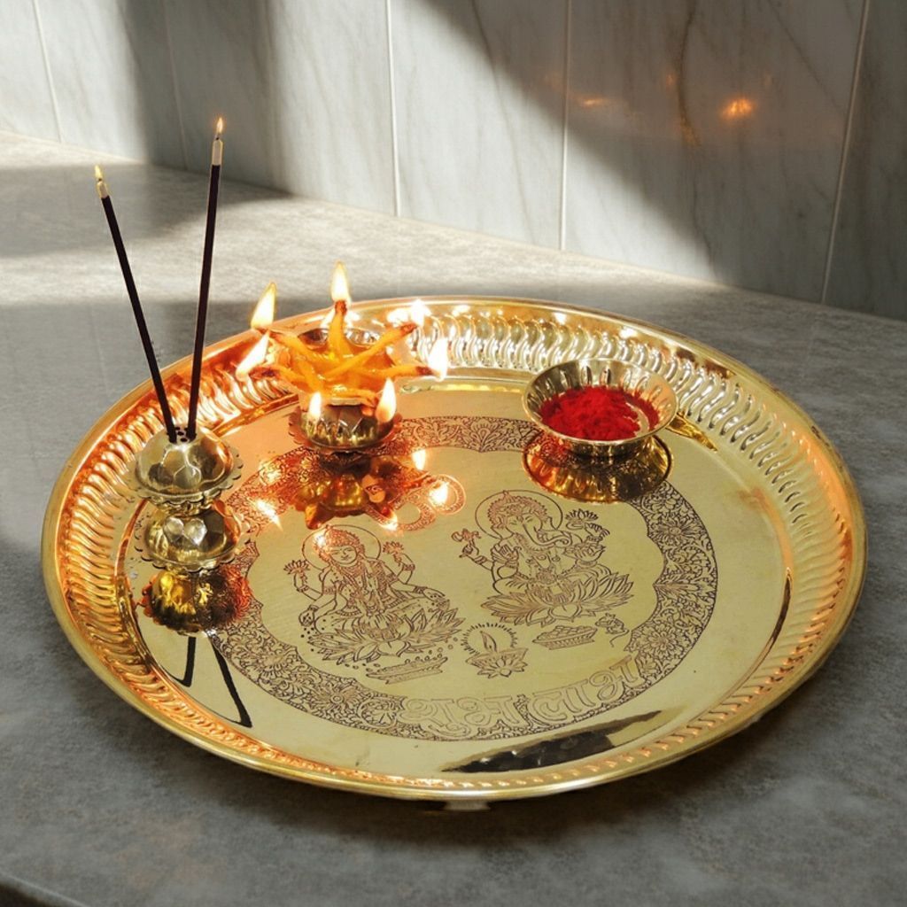 Brass Decorative Pooja Thali Set (ZMAS206 D)