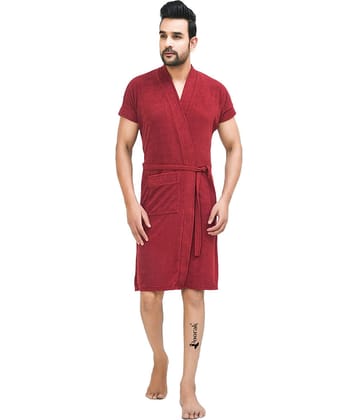 Poorak Maroon Free Size Bathrobe ( Pack of 1 )