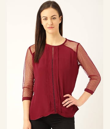 MARC LOIRE Women's Cotton Blend Regular Top ( Maroon )