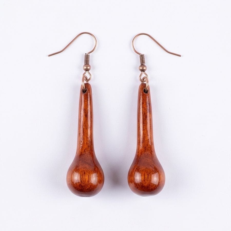 Handcrafted Natural Wooden Teardrop Earrings (Set of 2).