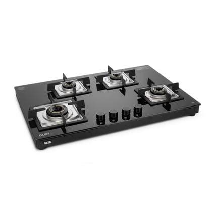 4 Burner Ultra Slim Glass Gas Stove with High Efficiency Forged Brass Burners Top Knobs - Manual/Auto Ignition (CT1045USTN)