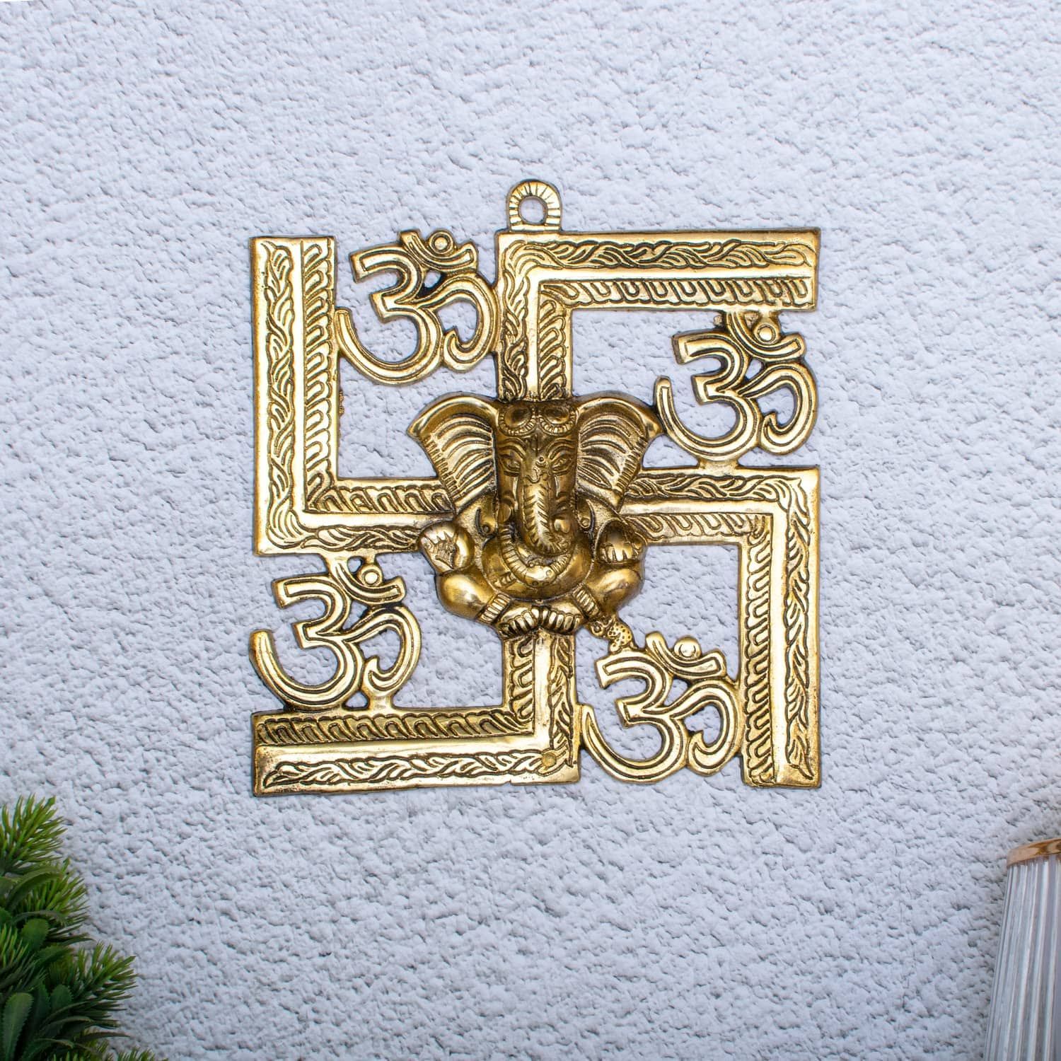 Craftlayout Metal Wall Hanging Ganesha Idol 8 Inch