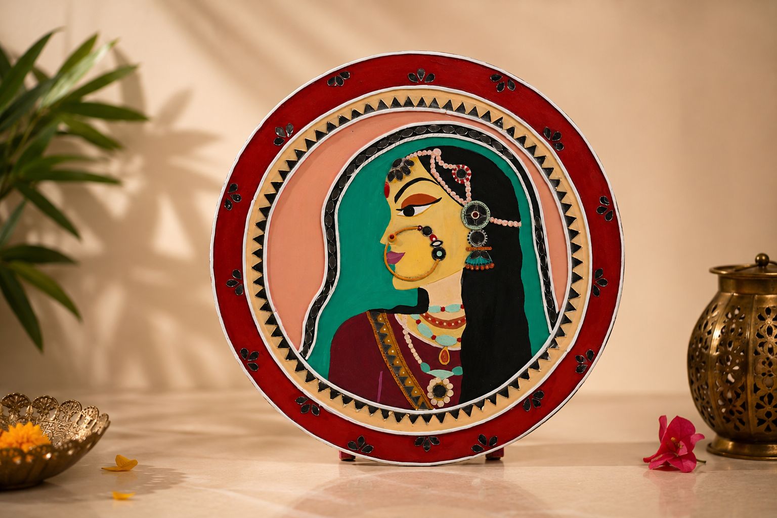 Traditional Mud Mirror Wall Art (Lippan Art) | Handcrafted Indian Artisan Décor