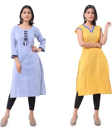 DESHBANDHU DBK - Multicolor Cotton Women's Straight Kurti ( Pack of 2 )