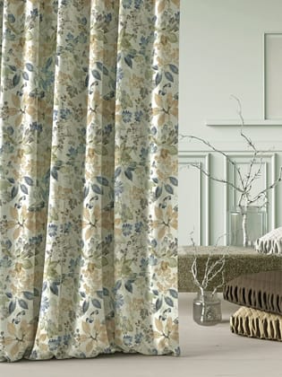 DDECOR - 100% PolyesterLeaves PatternDoor 7 Ft|135 CM X 225 CM| - Blue