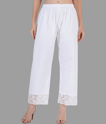 Aadrika Women Cotton Blend Solid Palazzos ( White )