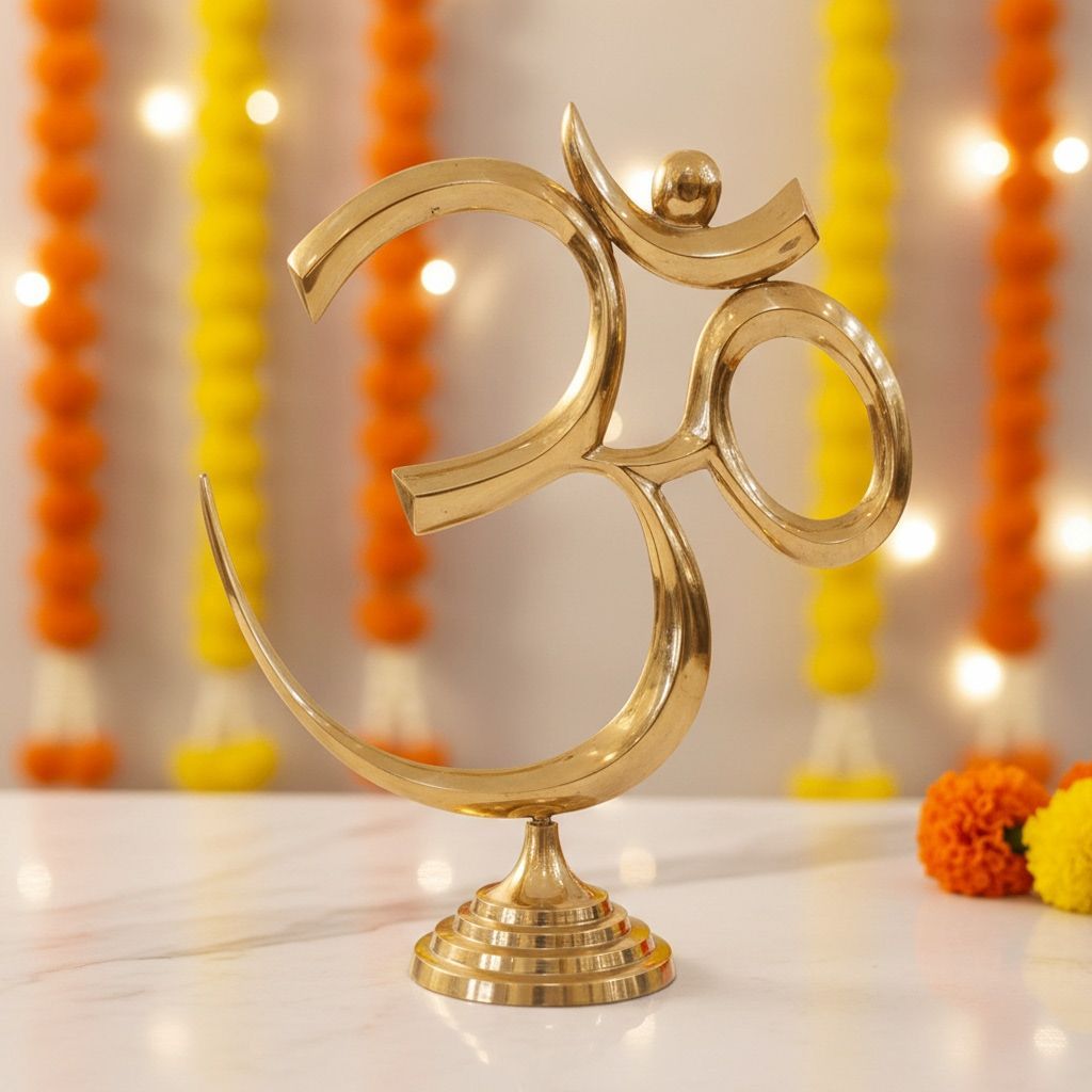 Brass Standing Om | Temple & Office Vastu Decor, Height : 24 Inch (FMAS785 O)