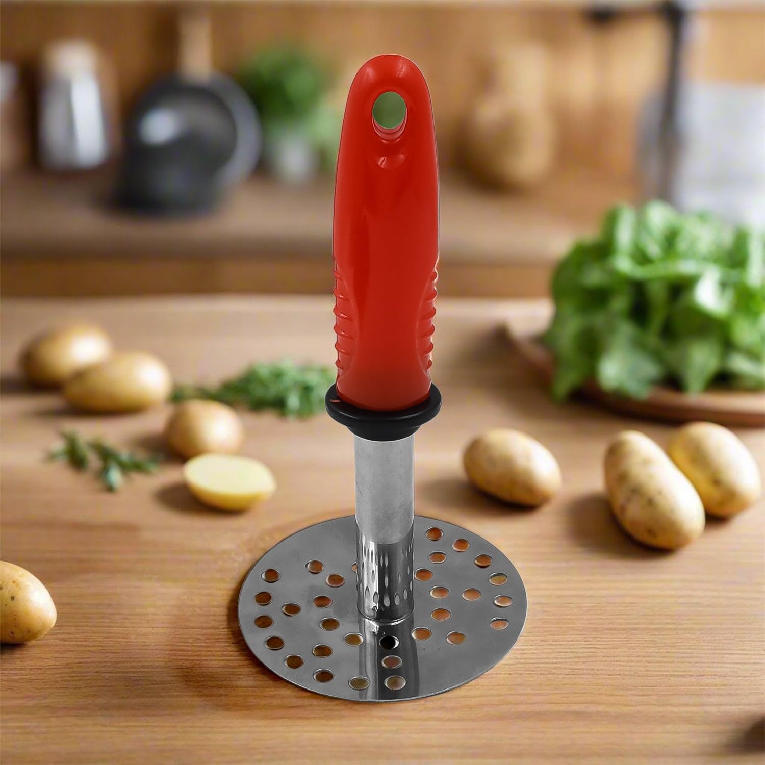 DHRUVINSRI High Grade Stainless Steel Potato Masher Paubhaji/Pav Bhaji Masher with Plastic Handle (1 Pc)