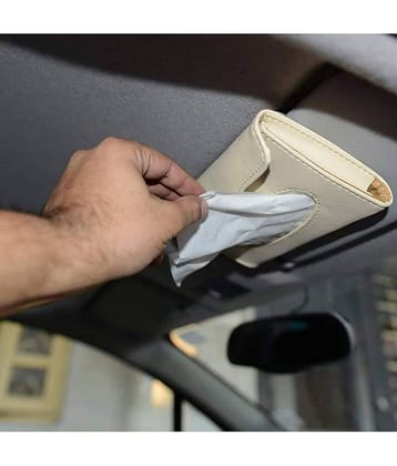 Car Tissue Dispenser Leather Beige