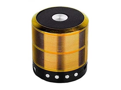 Multi-Function Portable Bluetooth Speaker with FM Radio, AUX, USB, TF Card Slot, and High Bass Sound - Compact and Travel-Friendly Color - Gold