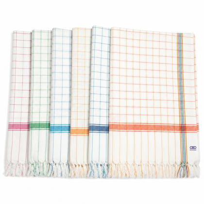 Ivory Grid Towels ( Pack of 6 )