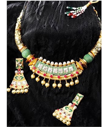 Priyaasi Brass Multi Color Traditional Necklaces Set Collar