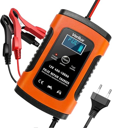 Verilux Fully Automatic Battery Charger 5A 12V, Car Battery Charger & Maintainer- EU Plugfor Car, Motorcycle, Lawn Mower and More(Red) Verilux Fully Automatic Battery Charger 5A 12V, Car Battery Charger & Maintainer- EU Plugfor Car, Motorcycle, Lawn Mowe