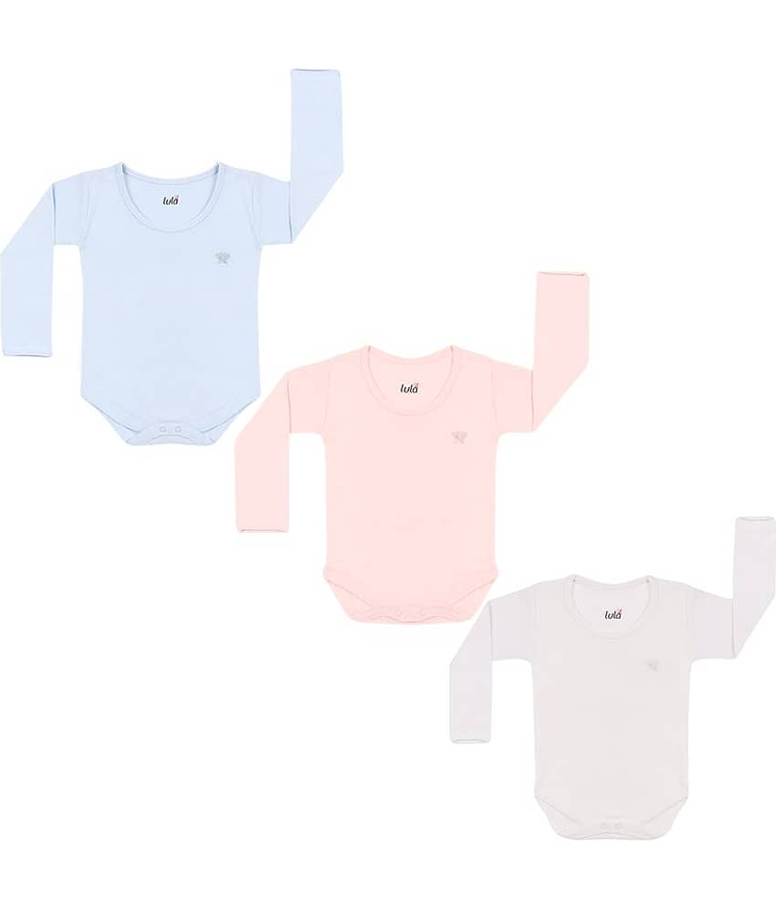 LULA Pack of 3 Unisex for Baby 100% Cotton Bodysuit ( Multi Color )