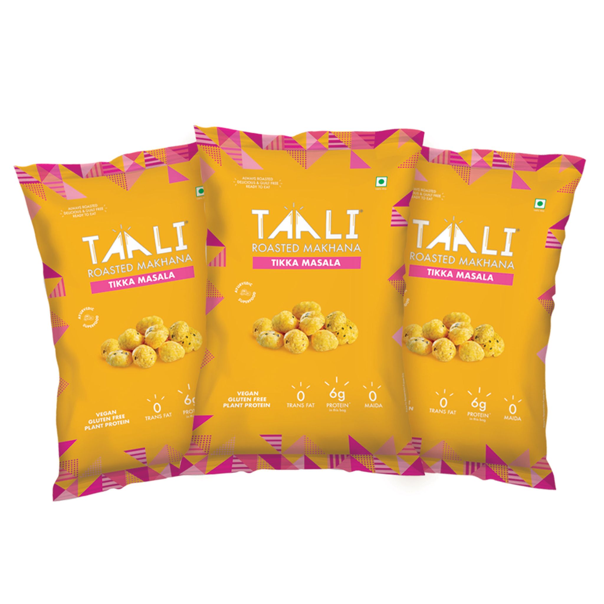 Taali Roasted Makhana With Tikka Masala, 60 gm Each - Pack of 3