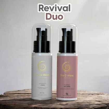 The D Wave Revival Duo | Plumping Gel Crème  | Age Freeze Crème | 30ml each | Intense hydration Crème | Prevents glycation | Reducing fine lines and wrinkles | Enhances skin elasticity | Even-toned