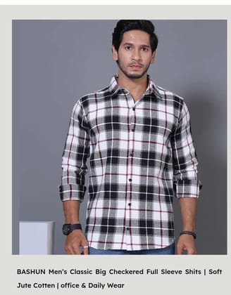 Bashun Men's Classic cotton big checkered full sleeves Shits | Soft Jute cotten | Office and Daily wear