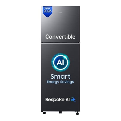Samsung 236 L, 3 Star, Bespoke AI, Convertible, Digital Inverter Frost Free Double Door Refrigerator (RT80H28U3FHL, Black DOI, 2026 Model) Samsung 236 L, 3 Star, Bespoke AI, Convertible, Digital Inverter Frost Free Double Door Refrigerator (RT80H28U3FHL,