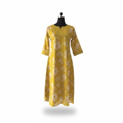 Women's Mustard Yellow Floral Print Kurti
