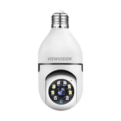 VIEWVISION 3MP Smart Bulb Camera Full HD (1296p) Pan-Tilt (360) Coloured Day/Night Light Vision Real Time 2-Way-Talk Wi-Fi Home Security Camera