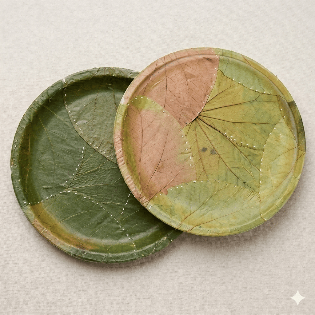 10-Piece Traditional Pattal Plate Set | Eco-Friendly Handcrafted Leaf Dining Plates for Festive & Daily Use