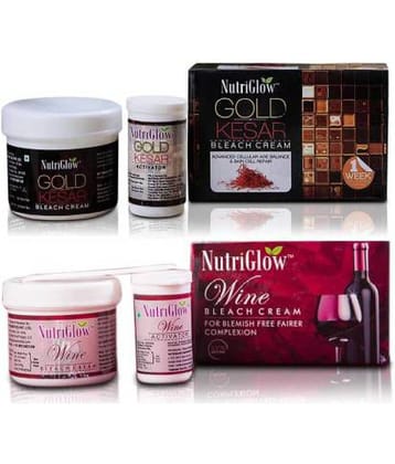NutriGlow Gold Kesar (43 gm) Wine Bleach Cream (43 gm) For Lightening Facial Hair Tan Removal Dark Spot Corrector, All Skin Types, Pack Of 2