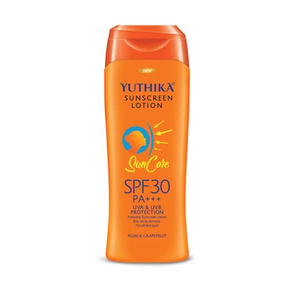 Yuthika Sunscreen Lotion SPF 30 PA+++ with UVA & UVB Protection, Sun Cream for All Skin Types - 100ml