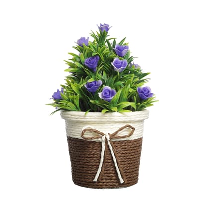 Foliyaj Artificial Plant with Dark Purple Roses|Bonsai Tree|Artificial Flower|with Pot|Home Decor for Living Room Home Office Shop|House|Gift|Decoration
