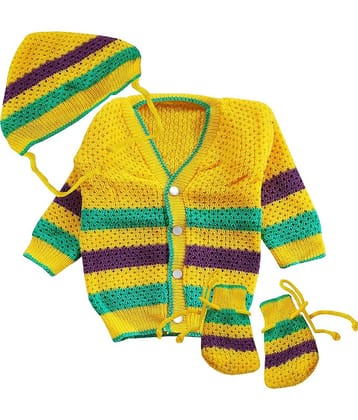 LITTLE PANDA Single Unisex for Baby Woollen Cardigans ( Yellow )