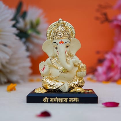Craftlayout Resin Ganesha Statue, Golden 3.5 Inch