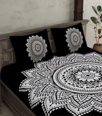 Elegant Rangoli Print Cotton Double Bed Sheet Set