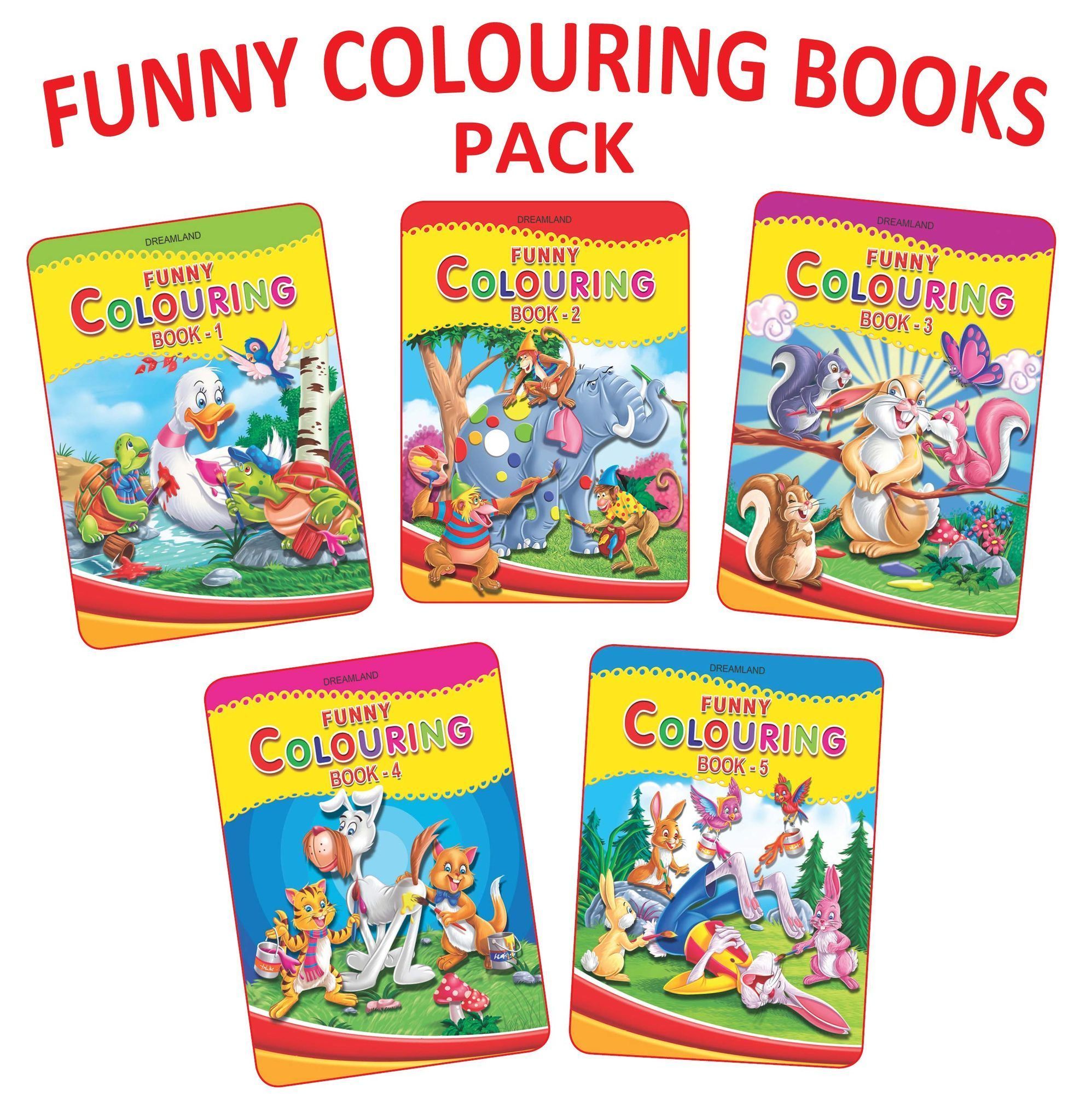 Funny Colouring 5 Books Pack For Kids 2 -6 Years - 160 Pages Copy Colouring, Drawing And Painting Books [Paperback] Dreamland Publications