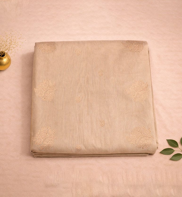 Handloom Chanderi Silk Mercerized Cotton Saree with Meena Booti