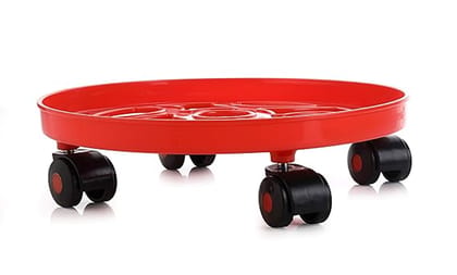 Dark Wolf Red LPG Gas Cylinder Trolley with Wheels for Easy Movement in Kitchen